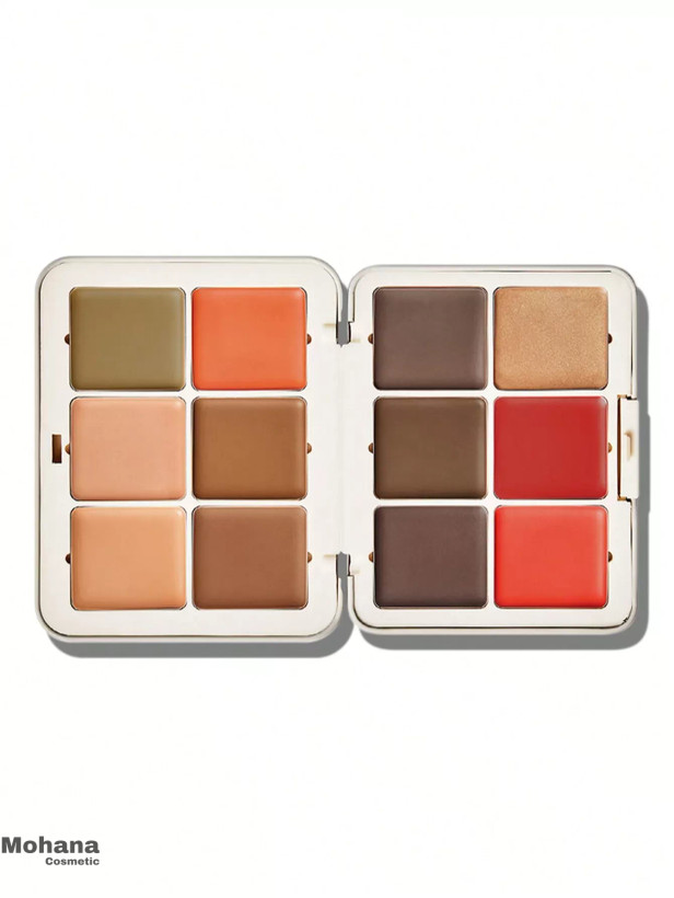 پالت کرمی چندکاره شیگلم (SHEGLAM Multi-Use Face Palette) است که برای کانتور، کانسیلر، کورکتور، رژگونه و هایلایتر طراحی شده