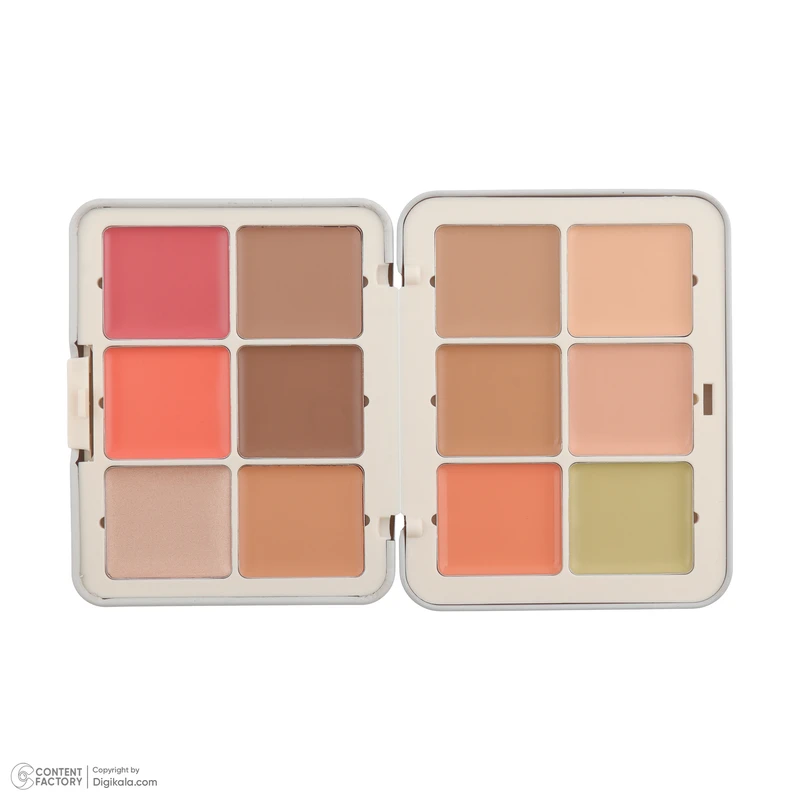 محصول پالت کرمی چندکاره شیگلم (SHEGLAM Multi-Use Face Palette) است که شامل رنگ‌های کانسیلر، کانتور، کورکتور