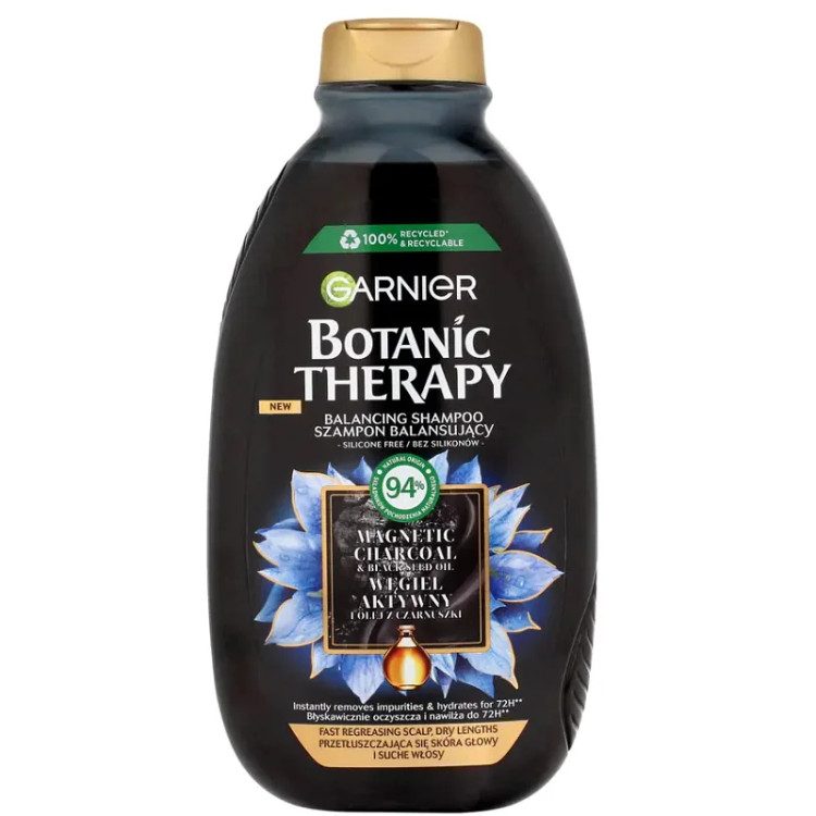 شامپو گارنیر Botanic Therapy Magnetic Charcoal & Black Seed Oil است؛ مدل Balancing / متعادلکننده.