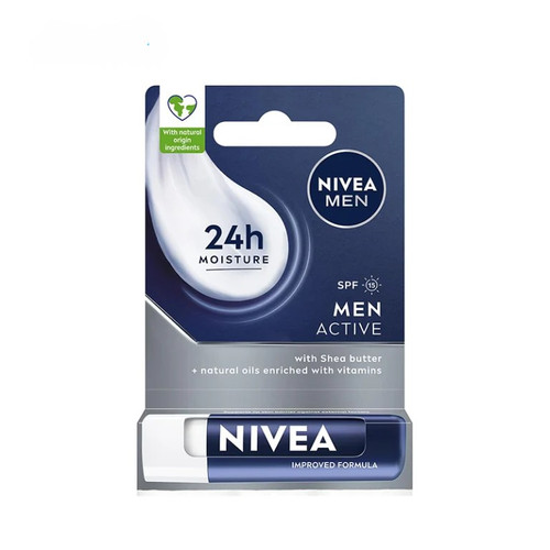 بالم لب نیوآ من Active for Men / Men Active است؛ برای آقایان طراحی شده و روی بستهبندی 24H Moisture و SPF 15