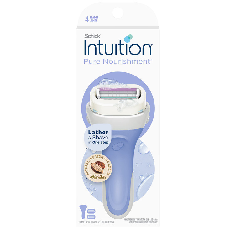 خودتراش زنانه Schick Intuition Pure Nourishment با کره کاکائو ارگانیک است.