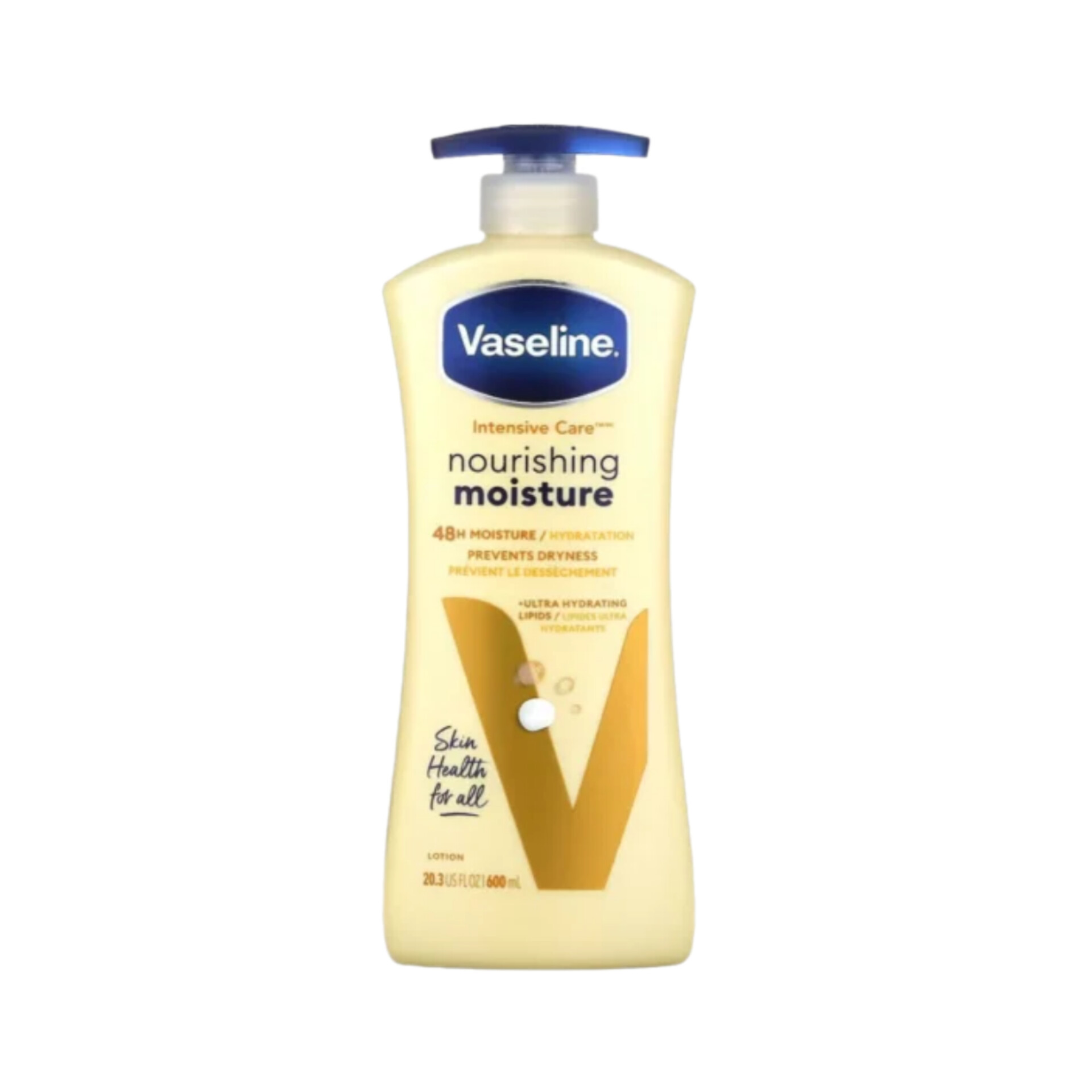 لوسیون بدن وازلین Intensive Care Nourishing Moisture است؛ مدل زردرنگ و مناسب پوست خشک ۷۲۵ میل
