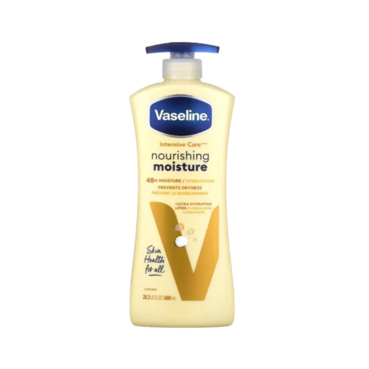 لوسیون بدن وازلین Intensive Care Nourishing Moisture است؛ مدل زردرنگ و مناسب پوست خشک ۷۲۵ میل