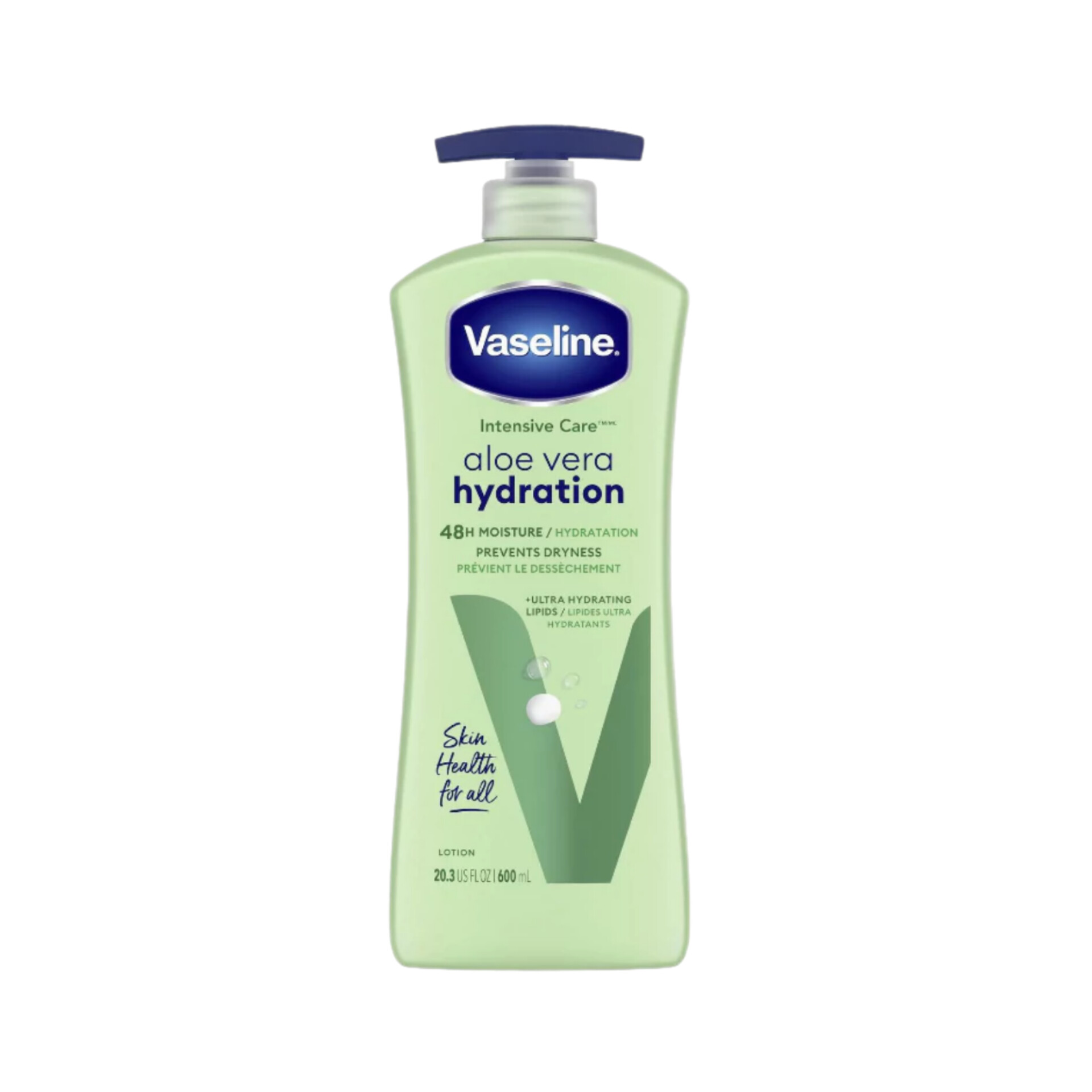 لوسیون بدن وازلین Intensive Care Aloe Vera Hydration است؛ مدل سبز آلوئه‌ورا با حجم ۷۲۵ میل