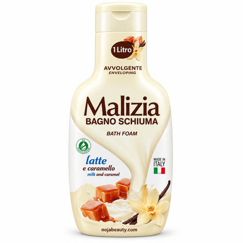 شامپو بدن کرمی مالیزیا (Malizia) مدل Latte e Caramello (شیر و کارامل) حجم ۱۰۰۰ میلیلیتر - اصل ایتا Malizia Milk and Caramel Body Wash Foam, 1000ml - Moisturizing Bath Foam with Milk Protein - Made in Italy