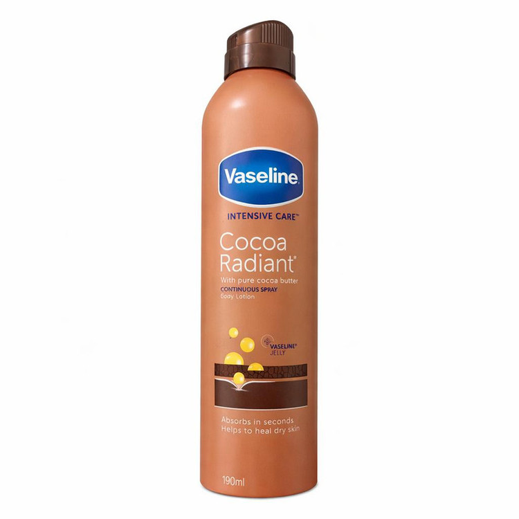اسپری لوسیون بدن وازلین Intensive Care Cocoa Radiant با رایحه کاکائویی/شکلاتی